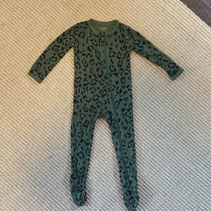 Kyte baby Olive Green Leopard Print One-Piece Pajamas